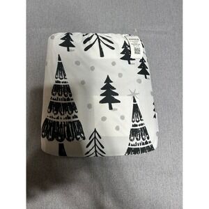 Levtex‎ Home Sheet Set Twin White Black Christmas Tree Holiday Winter Woodland